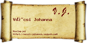 Vécsi Johanna névjegykártya